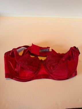 Adore Me Crimson Lace Satin Underwire Bra